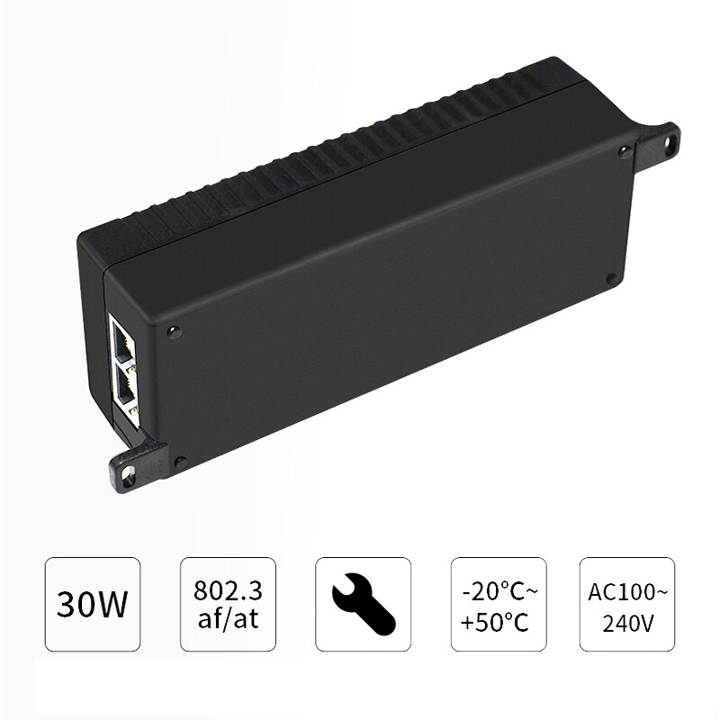 XINFI Gigabit 30W PoE Injector gigabite POE Power Supply Adapter Standard IEEE802.3at/af Output DC48V 30W 1,2(+)/3,6(-)