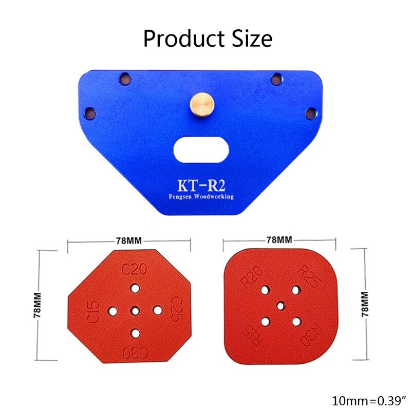 KT-R3 Woodworking Arc Positioning Template Aluminum Alloy KT-R2 Fillet R Angle Arc Half-round Positioning Plate Tool