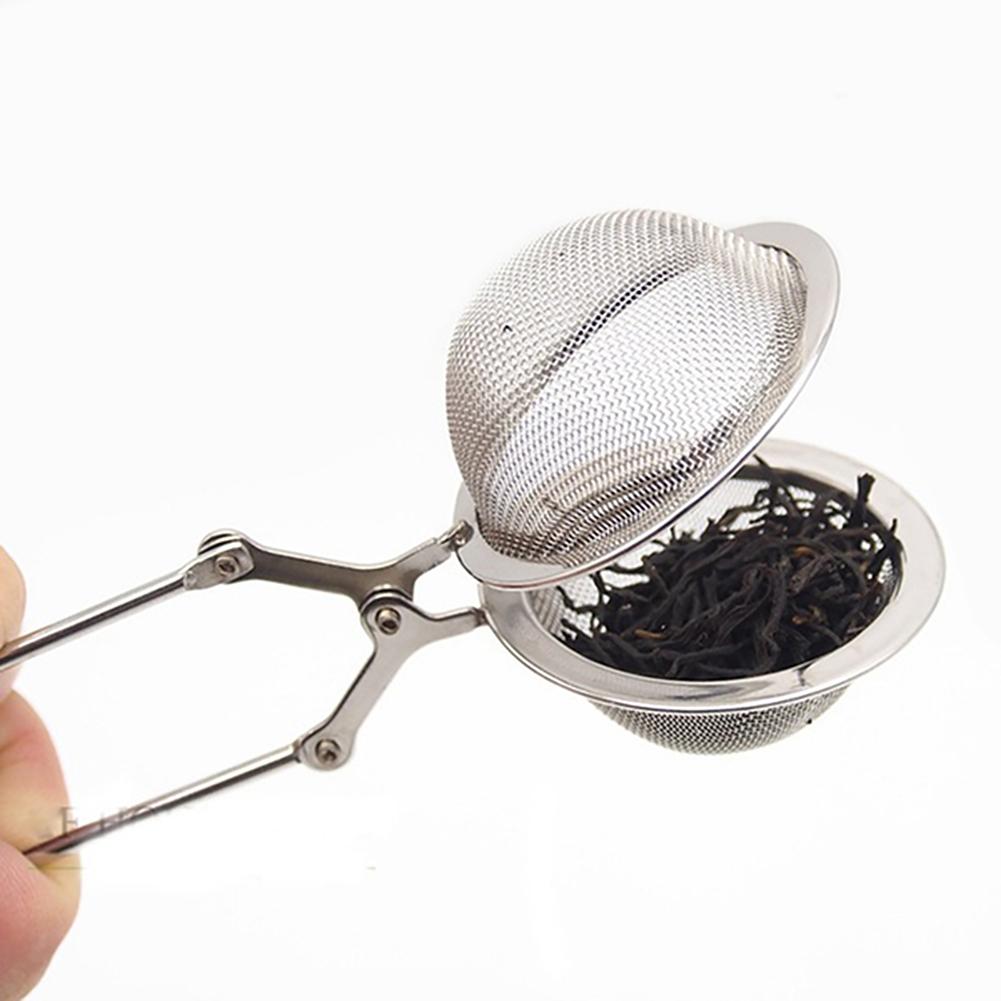 Spring Spoon Tea Mesh Ball Infuser Filter Teaspoon Squeeze Strainer Metal Stainless Steel Handle Spoon