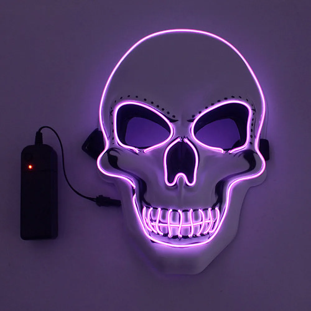 Halloween Horror Skull Mask LED Cold Light Mask LED Halloween Mask Cosplay Mask Halloween Party Decoration Luminous Skull Masks: PURPLE