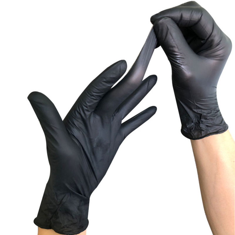 100 pièces noir gants jetables Latex vaisselle cuisine travail médical jardin gants universel pour gauche et droite
