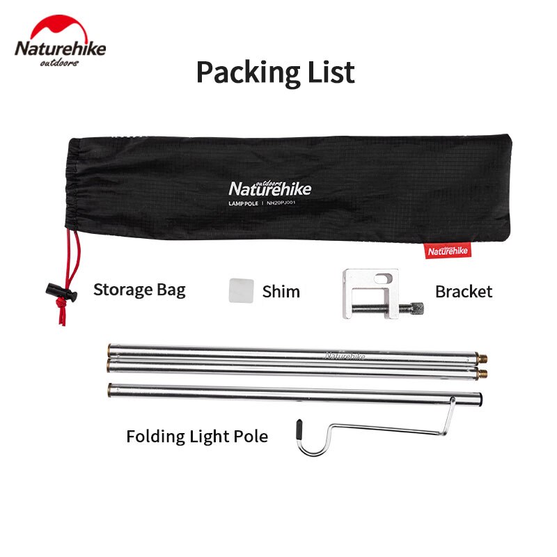 Naturehike foldbart telt lysstang aluminiumslegering campingbord foldelampe stang bærbar letvægts lys lampe lanterne