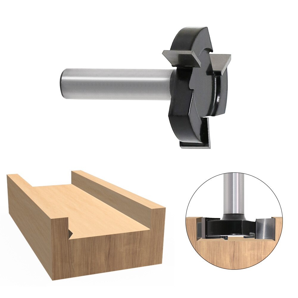 1/2 &quot;12Mm Frezen 3 Fluit T-Slot Frees Cnc Timmerwerk Houtbewerking Gereedschap Schaven Bit Voor hout 2 Inch Snijden Diameter