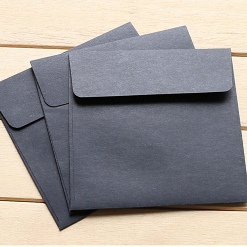 Mini envelopes de papel quadrados coloridos, 10x10cm, para felicitações, envelopes de papel, 10 peças: black