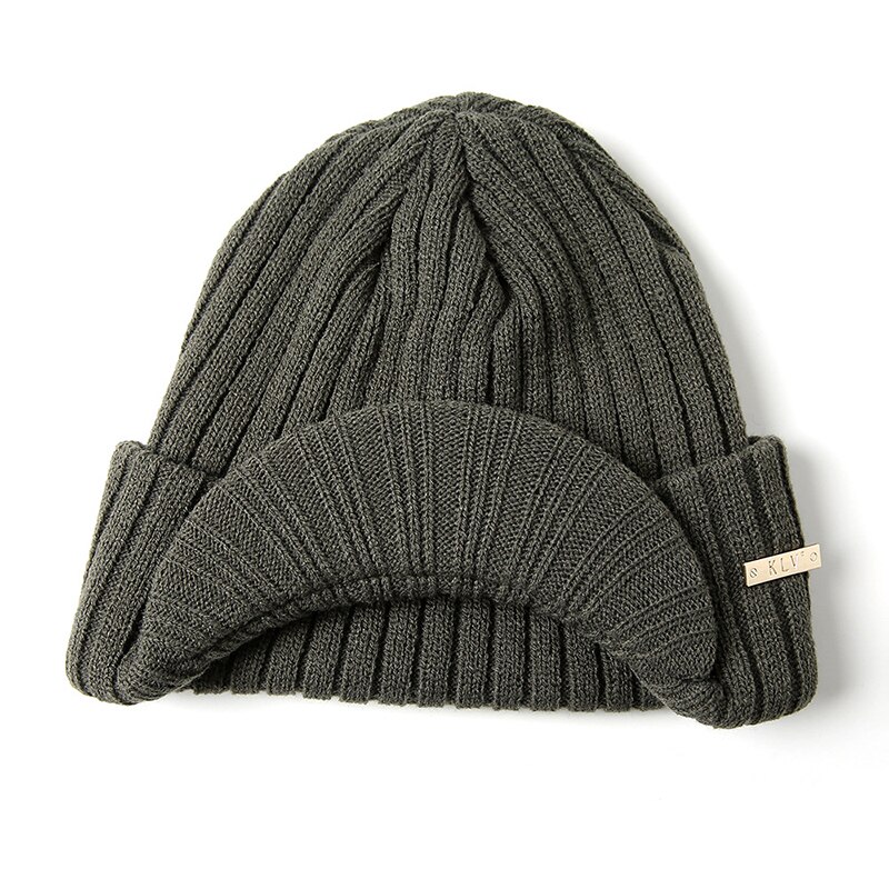 Men Women Winter Ski Hat Knit Warm Visor Beanie Billed Beanie With Brim Wool Hat: DG