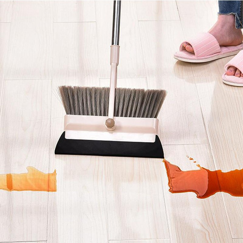 Multifunctional 2 In 1 Broom Dustpan Cleaning Set 180 Degree Rotating Broom Head Wiper Windproof Dustpan Soft Fur Brush Robot