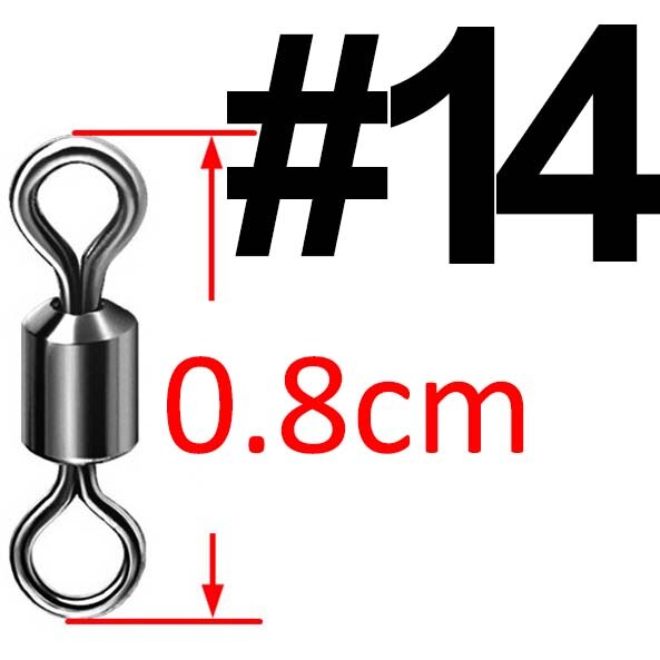 50 st lagerswivel fiskekoppling rostfritt stål karpfisketillbehör tackle snäppfiskkrok bete solid ring swivel: 14