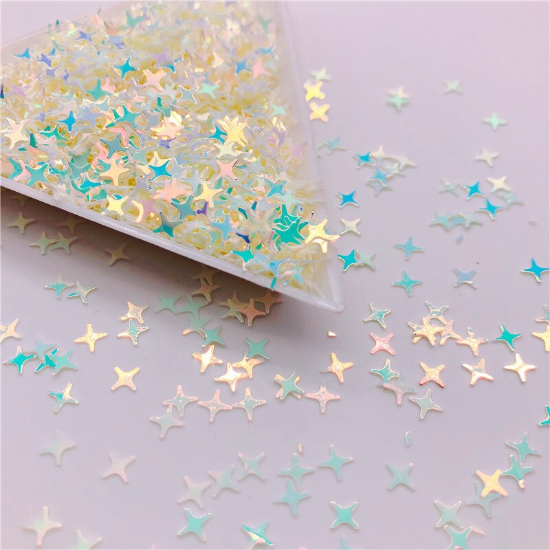 Colorful Halo 4 Point Star Confetti Holographic Glitter Aurora Borealis Sprinkle Iridescent Cross Star Flakes Resin Art supplies: 15