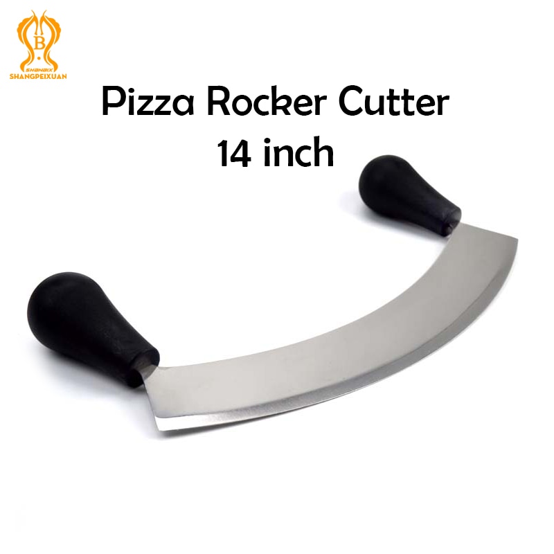 14 Inch Rvs Pizza Rocker Cutter Schudden Mes Slicer Chopper Mes Pizza Snijgereedschap Plastic Handvat