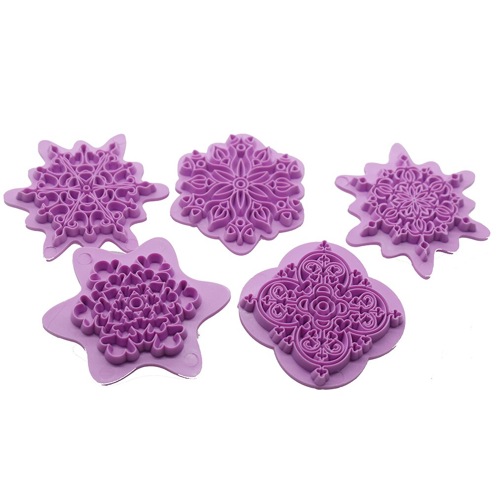 Clay Tool Stainless Steel Geometry Cutting Mold Clay cutter Baroque Mandala texture emboss stamp block pottery tools kit: 5 stamp