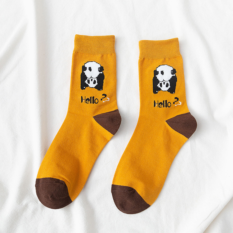 Meias femininas animal panda engraçado meias criativo streetwear doce bonito coreano kawaii dos desenhos animados meias skarpetki sokken calcetines soks: C