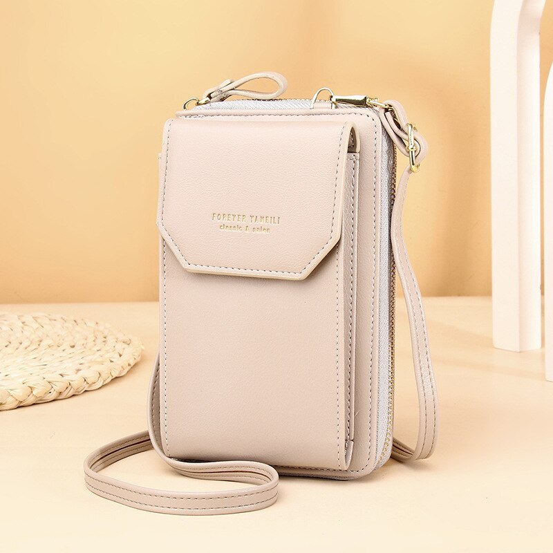 Women PU Leather Shoulder bags Female Large Capacity Crossbody Bags Girls Multi-functional Handbag Phone Purse: Grey