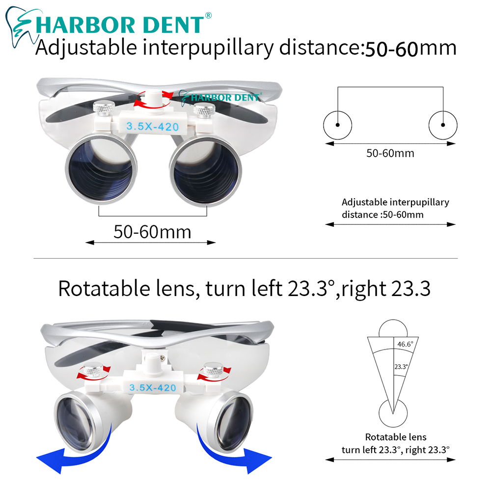 Dental Binocular Magnifier Ultra-lightweight Optical Loupes 320-420mm Magnifying Glass For Dentist Surgery 2.5X 3.5X