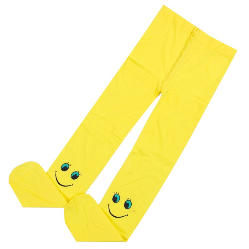 Novelty Spring Autumn Smiley Kids Tights for Girls Soft Velvet Ballet Pantyhose Kids Tight Medias Meninas: Yellow