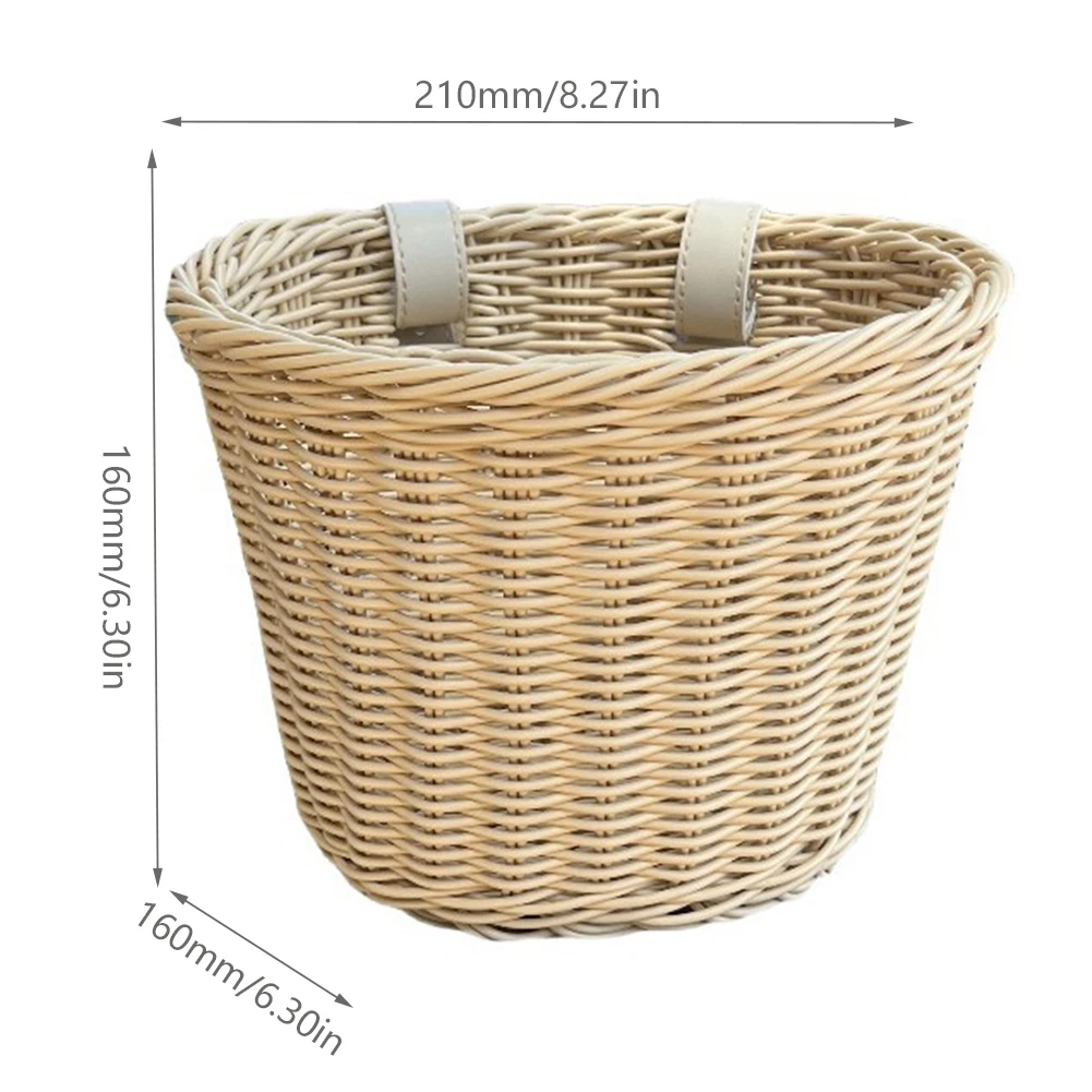 Woven Bicycle Basket Childrens Bike Front Handlebar Baskets Scooter Front Storage Pouch Foldable Removable Bicycle Bag & Pannier: Light Grey