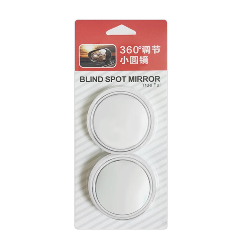2 mini espejos retrovisores para coche, pequeños y redondos, visión grande, asistencia de marcha atrás, punto ciego, 360 giratorios: Blanco