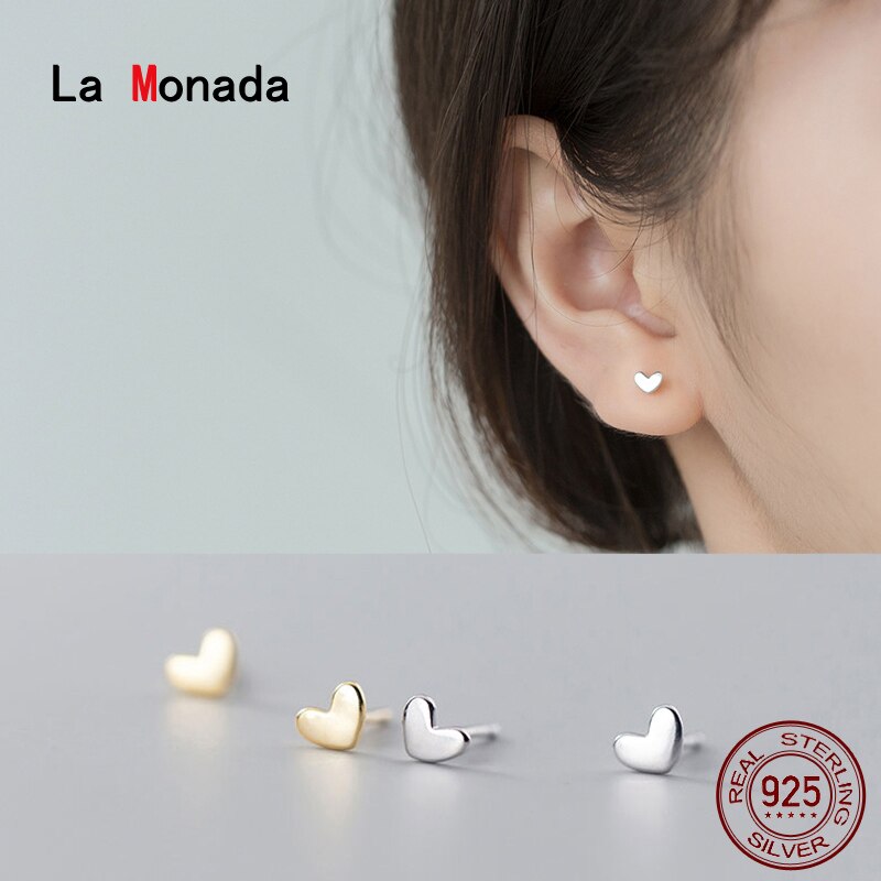 La monada søde blanke hjerteøreringe ørestikker 925 sterling sølv kvinder fine smykker minimalistiske øreringe til kvinder sølv 925