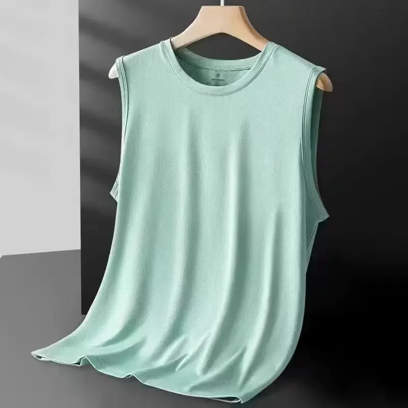 Herre issilke mesh vest let sports sommertøj ærmeløs t-shirt tanktop afslappet overtøj: M / Guld