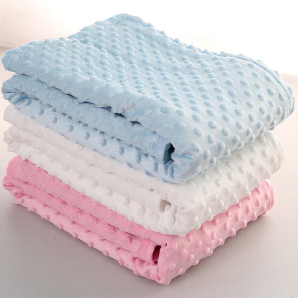 102*76cm Baby Blanket Swaddling Newborn Thermal Soft Fleece Blanket Solid Bedding Set