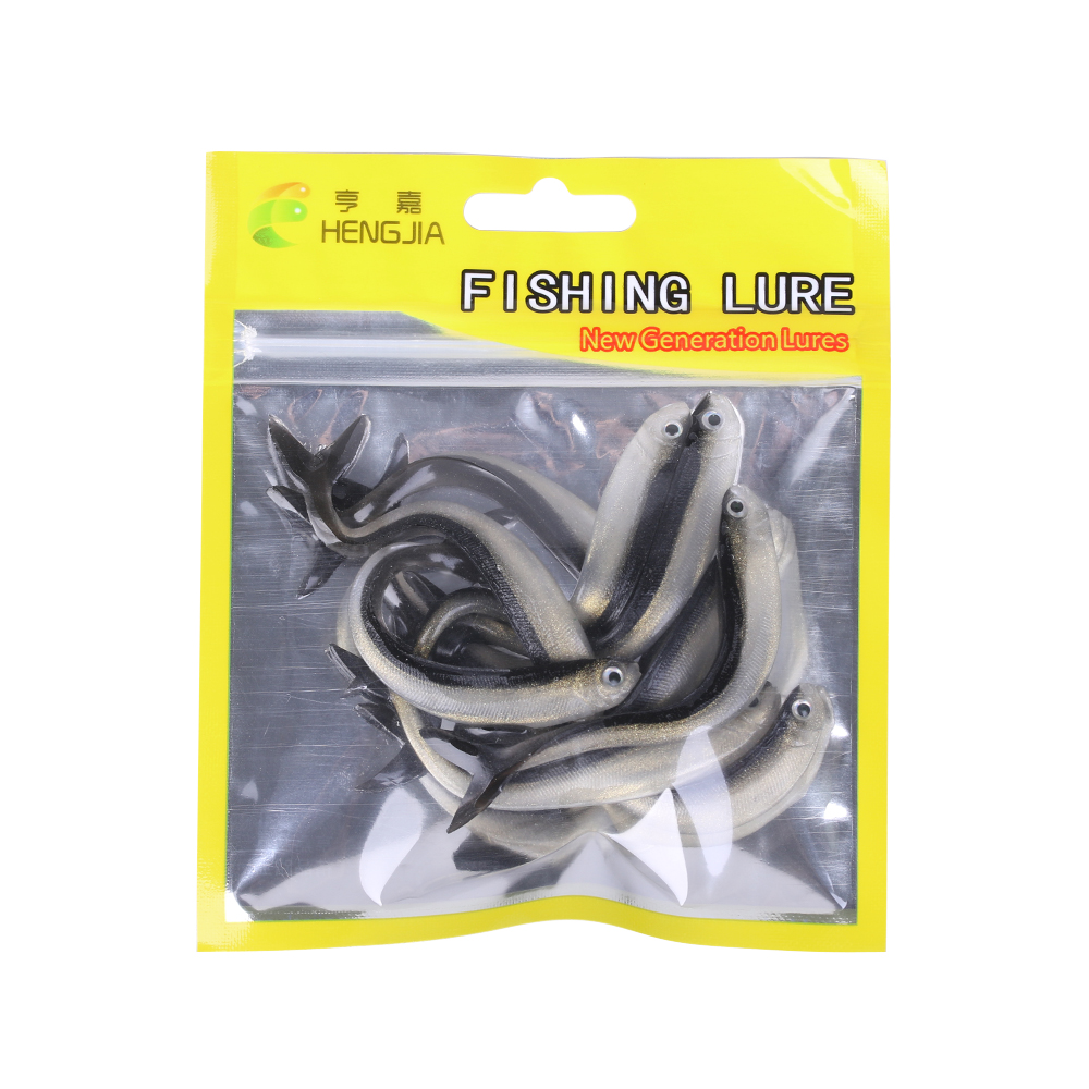 10 kpl/pussi pehmeä katkarapu madot kalaviehe hopea silikoni vaapuja kalastusvälineet jigging toukka kalastussyötti jigipää syötti 8cm/2g
