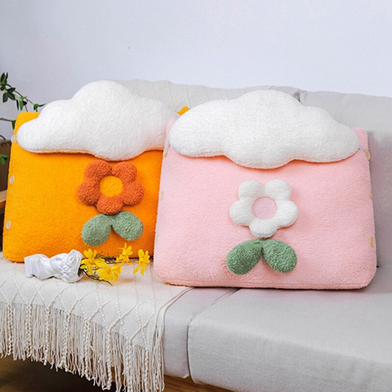 Ins Cloud Bloem Kussen Bed Rugkussen Pluche Lendensteun Kussens Decoratieve Kussens Voor Sofa Leuke Meisje Room Decor