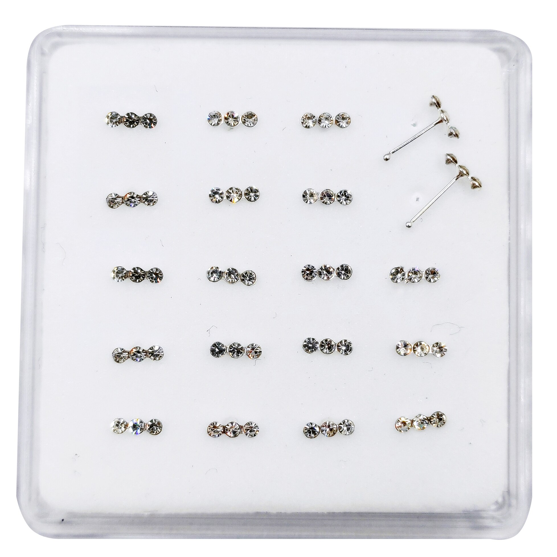 925 Sterling Zilver 22G Neus Stud Clear Crystal Nariz Bone Nose Pirercing Nez Stud Body Sieraden 20 Stks/pak