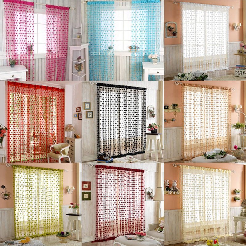 Goedkoopste String Gordijn voor Woonkamer Deur Kwastje Screen Room Divider Blind Venster Drape Hart Panel Chinese Gordijnen