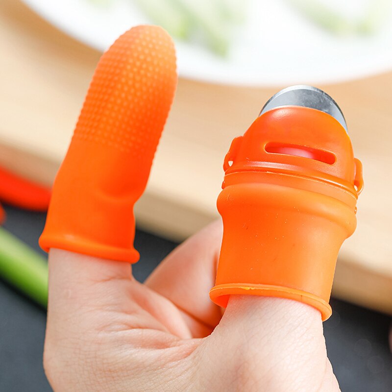 Silikon Finger Schutz mit Klinge für Obst Gemüse Daumen Messer Finger Schutz Küche Spielereien mit 5 Silikon Fingerlinge