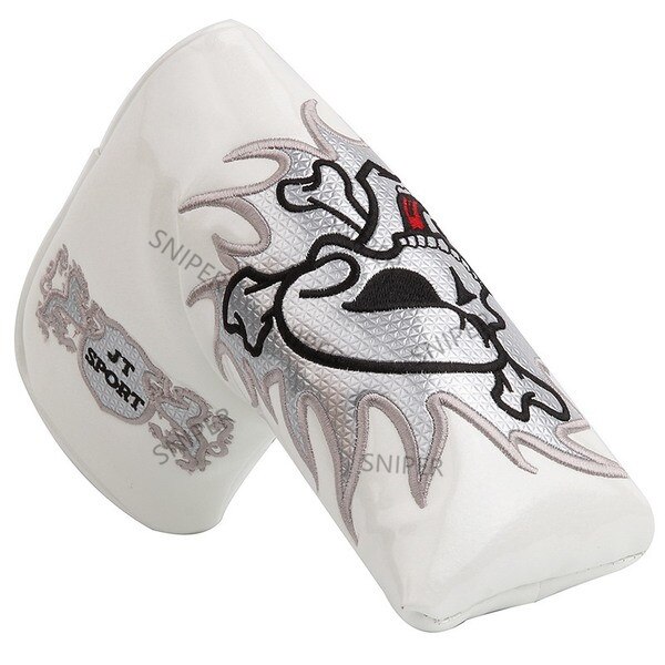 Pirate Thick PU Leather Golf UT Cover Headcover Golf Hybrid Headcover Utility Rescue Number Tag: L-white