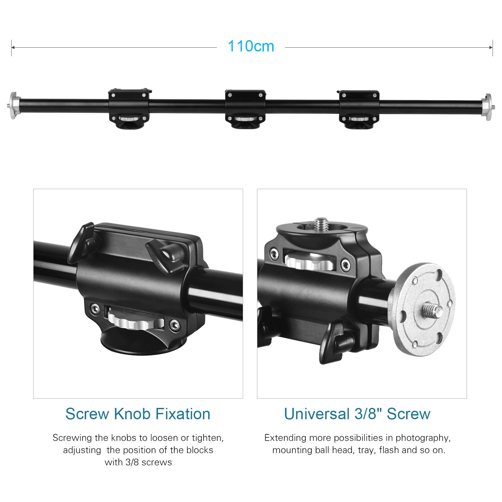 110cm Bracket Tripod Boom Horizontal Photography Extension Bar Mount with 3/8 Inch Screws camera accessories