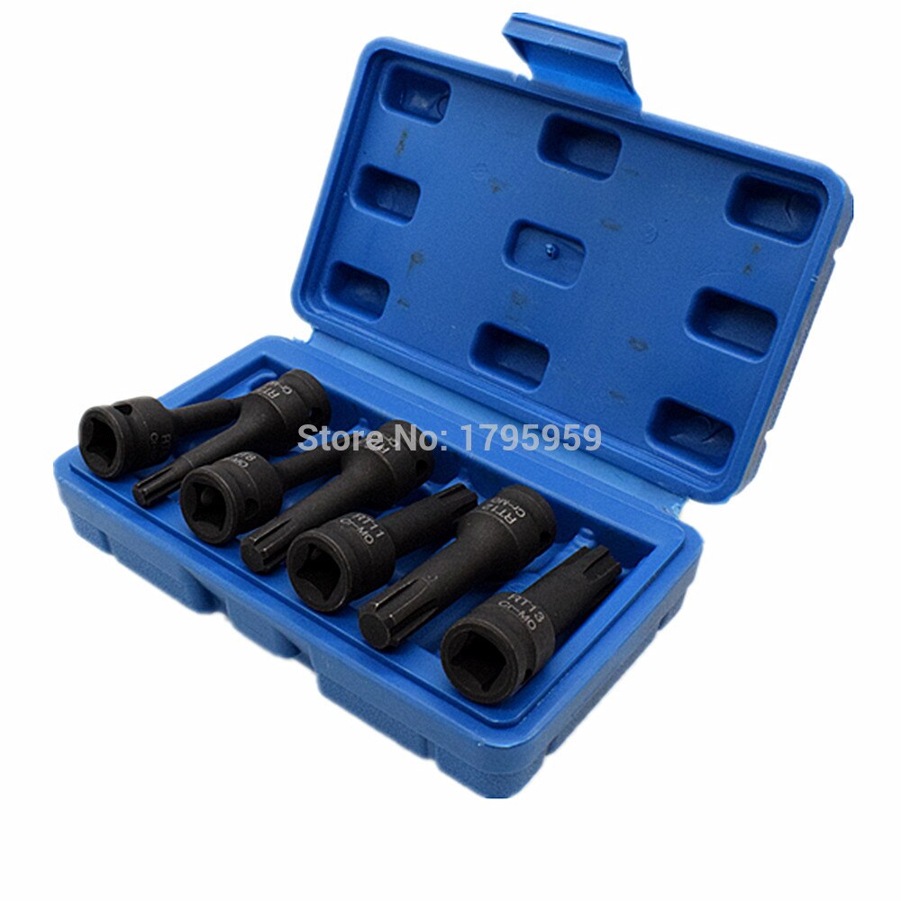 7pc Impact Socket Bit Set 3/8" Square Drive Chrome Molybdenum Steel Ribe Bits Socket Wrench Tool RT6 RT7 RT8 RT10 RT11 RT12 RT13