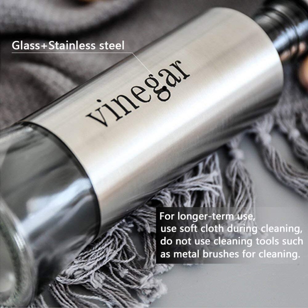 300 ML Cucina in Acciaio Inox Bottiglia di Olio di Vetro a prova di Perdite salsa Di Soia Aceto Ampolla Bagagli distributore Utile Utensili Da Cucina