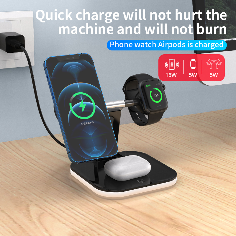 Qi magnetisches 3 in wireless-ladegerät für iphone 12 pro max 2 1 15w induktions-schnellladestationen für iwatch und airpods
