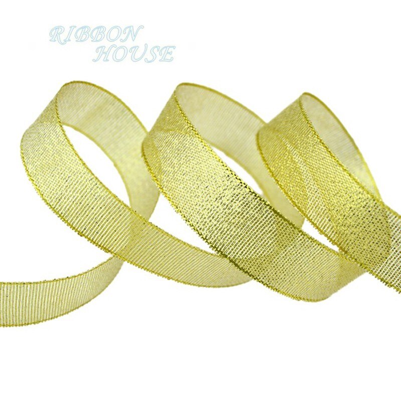 (25 Yards/Roll) Goud En Zilver Verpakking Lint Wedding Shiny Linten: Goud / 50mm