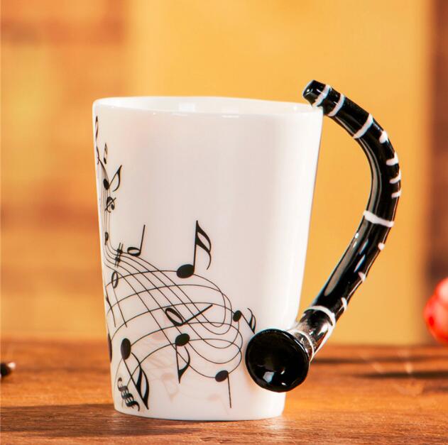 Musik violinstil gitarr keramisk mugg kaffe te mjölk stavkoppar med handtag kaffemugg nyhet: Stil 11