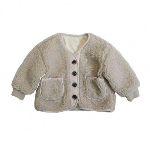 Lined Coat Button Closure Warm Soft Girls Jacket for Autumn Kids Colthing Warm Padding Jacket For Girl Outerwear Coats: 80 cm