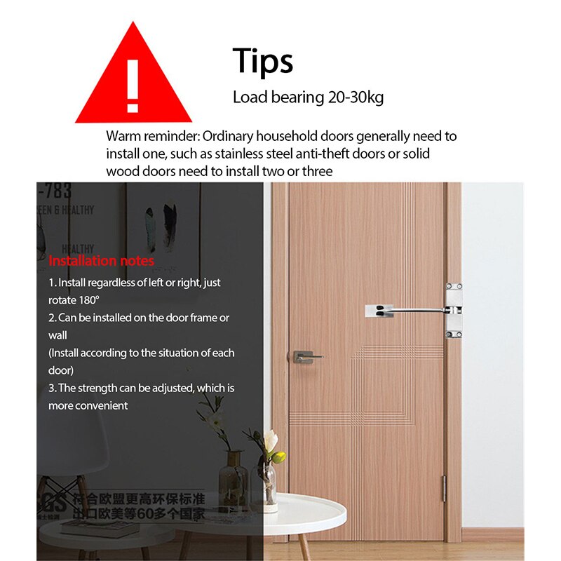 Automatic Mounted Spring Door Closer Adjustable Speed Surface Self Closing Home Deurdranger Door Closing Equipment Mute Hardware