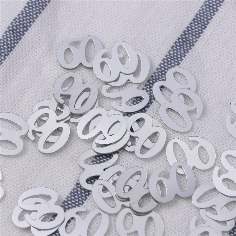 1200 st nummer 60 paljetter konfetti festtillbehör bordskonfetti dekoration för bröllopsfest födelsedagsdag (silver)