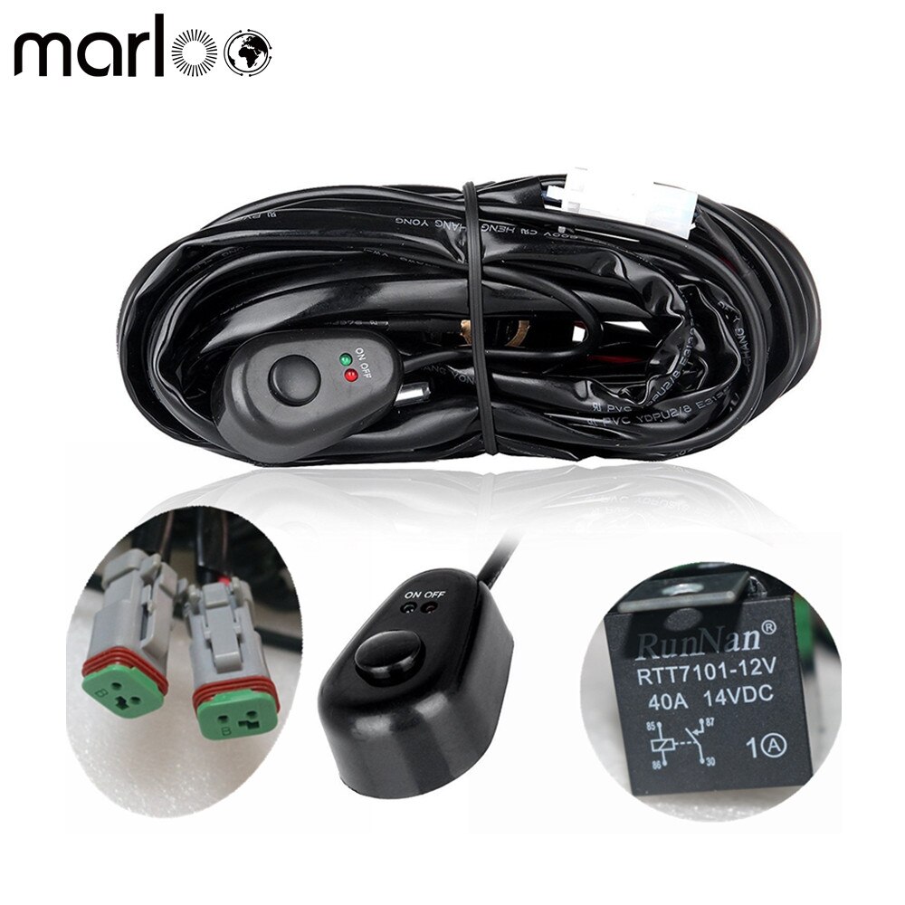 Marloo 2 Been Off Road ATV/Auto Led-lichtbalk Kabelboom 12 Voltage-40 Amp Relais OP/OFF Schakelaar Voor LED Bar Lamp
