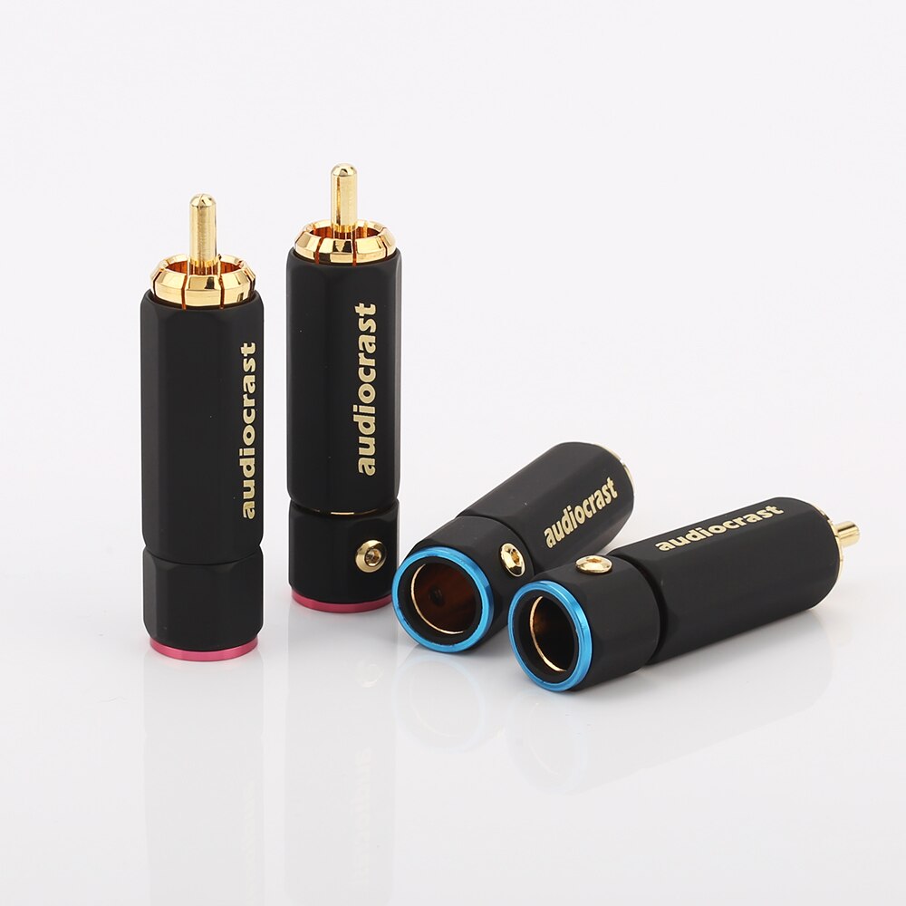 8pcs Audiocrast Gold Plated RCA Plug Lock Collect Solder A/V Connector