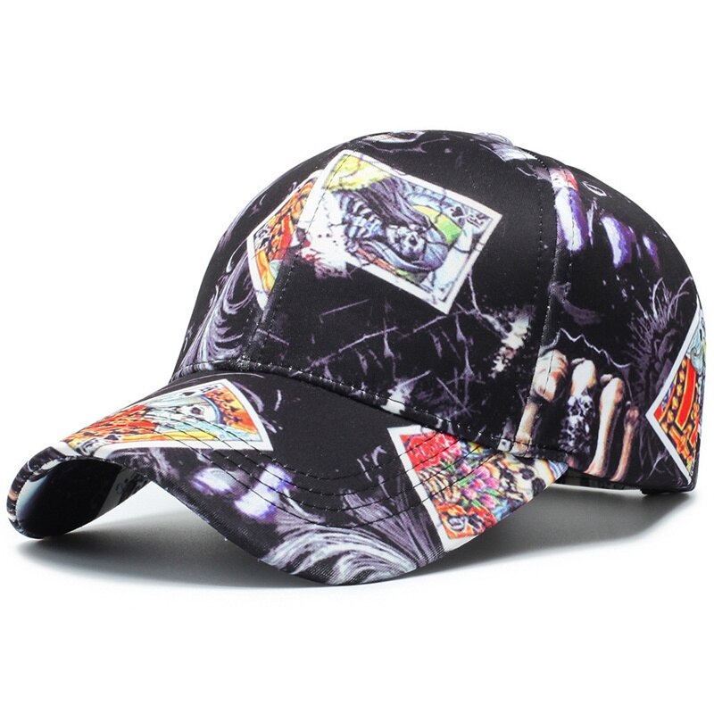 Bomuld baseball cap monteret kasketter snapback hat til mænd kvinder poker print knogle gorras para justerbar: Default Title