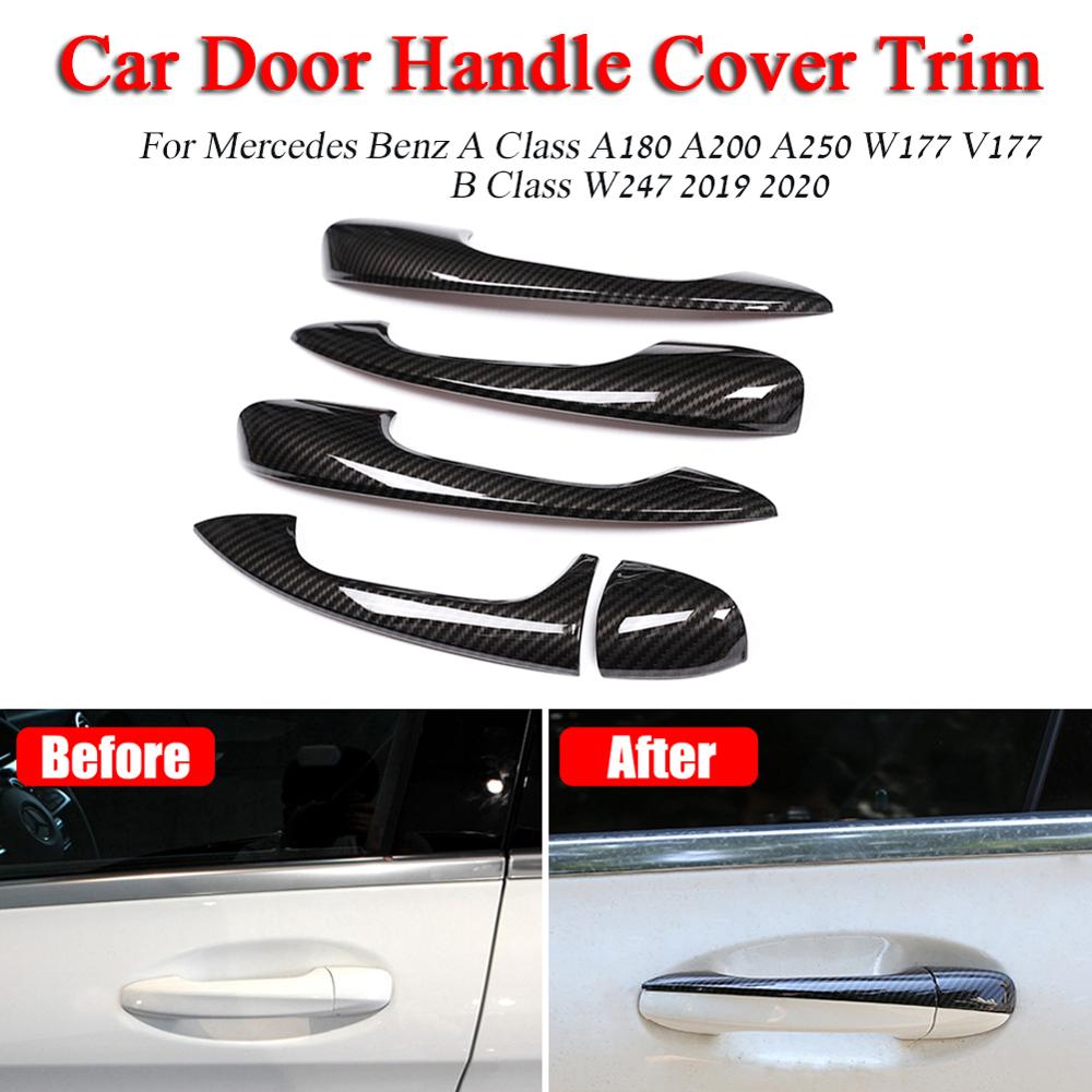 For Mercedes Benz A Class A180 A200 A250 W177 V177 B Class W247 -20 Carbon Fiber ABS Car Door Handle Cover Trim Accessories