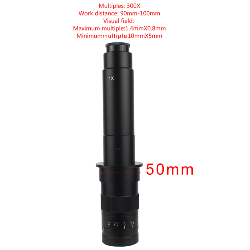 Adjustable Magnification 100X 130X 180X 200X 300X 360X 500X Zoom C Mount Lens For HDMI VGA USB Industry Video Microscope Camera: Orange