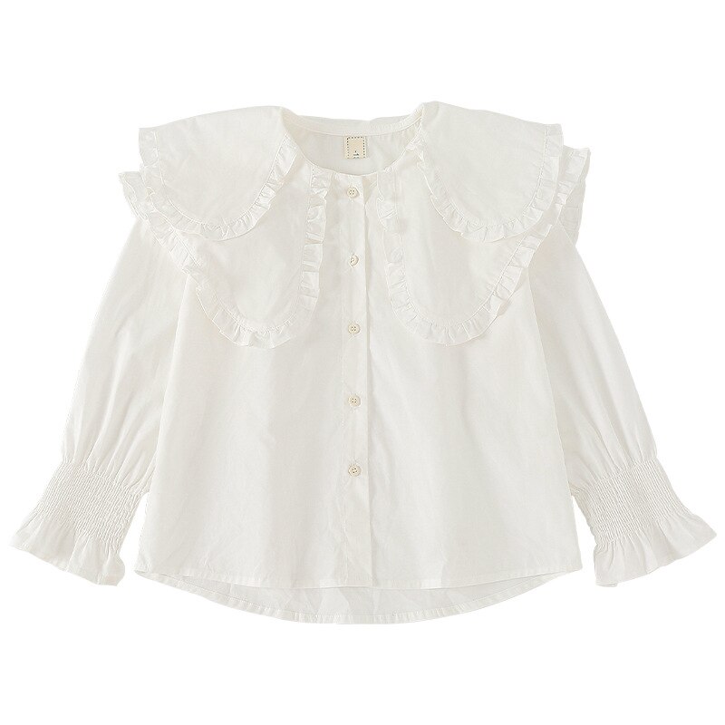 Girls Shirts Spring Autumn Children's Loose Tops Girls Lapel Long-sleeved Cotton Shirts Blouses Teen Tops