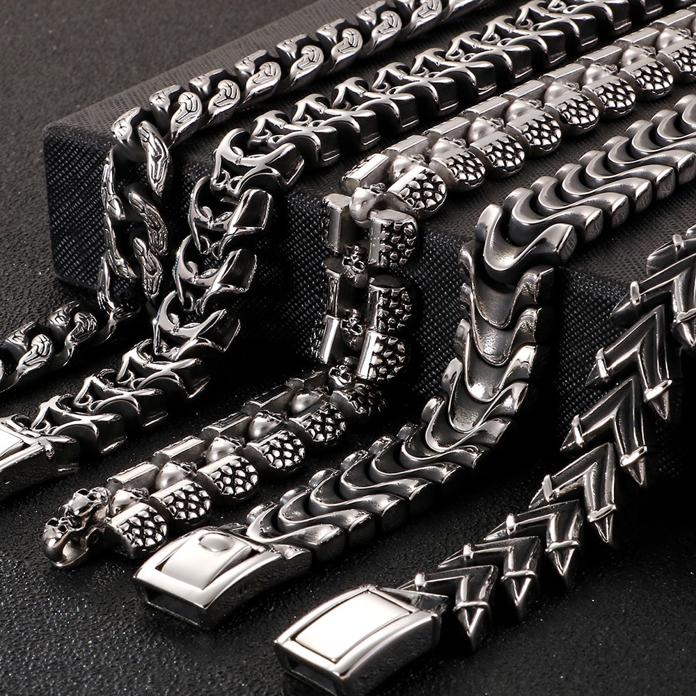 Hiphop Schedel Armband Voor Mannen Rvs Cool Chain Heren Armbanden Accessoires Gothic Biker Sieraden Mannelijke