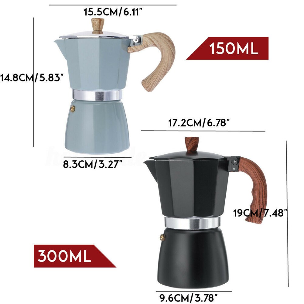 Duurzaam Aluminium Italiaanse Espresso Koffiezetapparaat Stove Top Pot Ketel Praktische Mokka Koffie Pot 150Ml/300Ml