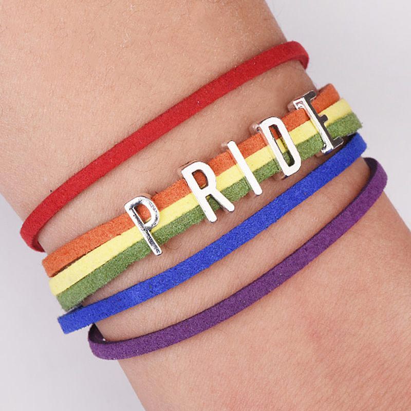 Pulseira de couro do orgulho gay, feita à mão, joia para amor, arco-íris, amizade igual, lésbicas, lgbt, pulseiras para homens, mulheres: pride