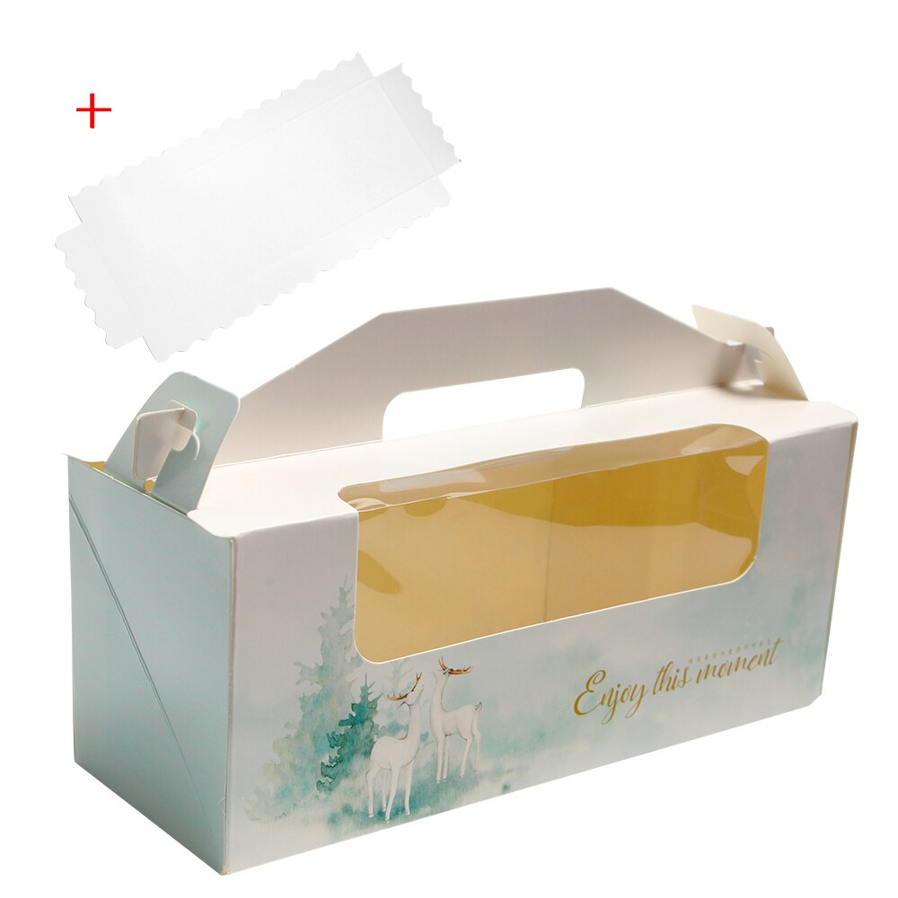 Cake Roll Gebak Box Container Draagbare Handgemaakte Muffin Cake Zichtbaar Verpakking Dozen Met Bodem Bakken Levering Party Favor: C / 10PCS