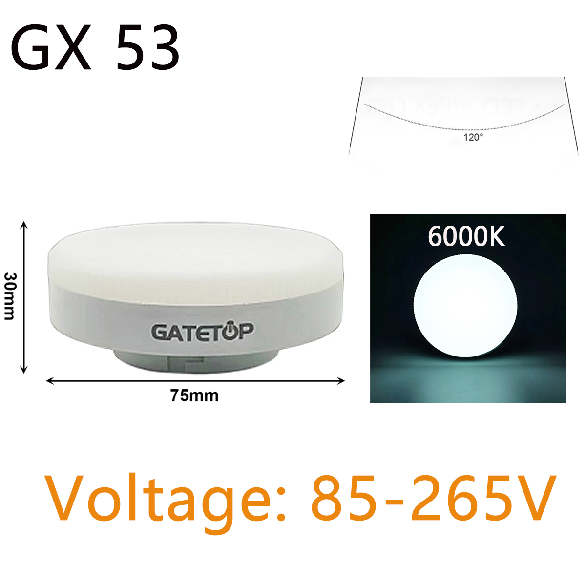 5-20 piezas foco LED GX53 luz de rejilla de armario AC85-265V 5W/7W/9W/12W/15W 120 grados sin parpadeo alto Lumen para interiores: L / Verde / 12 W