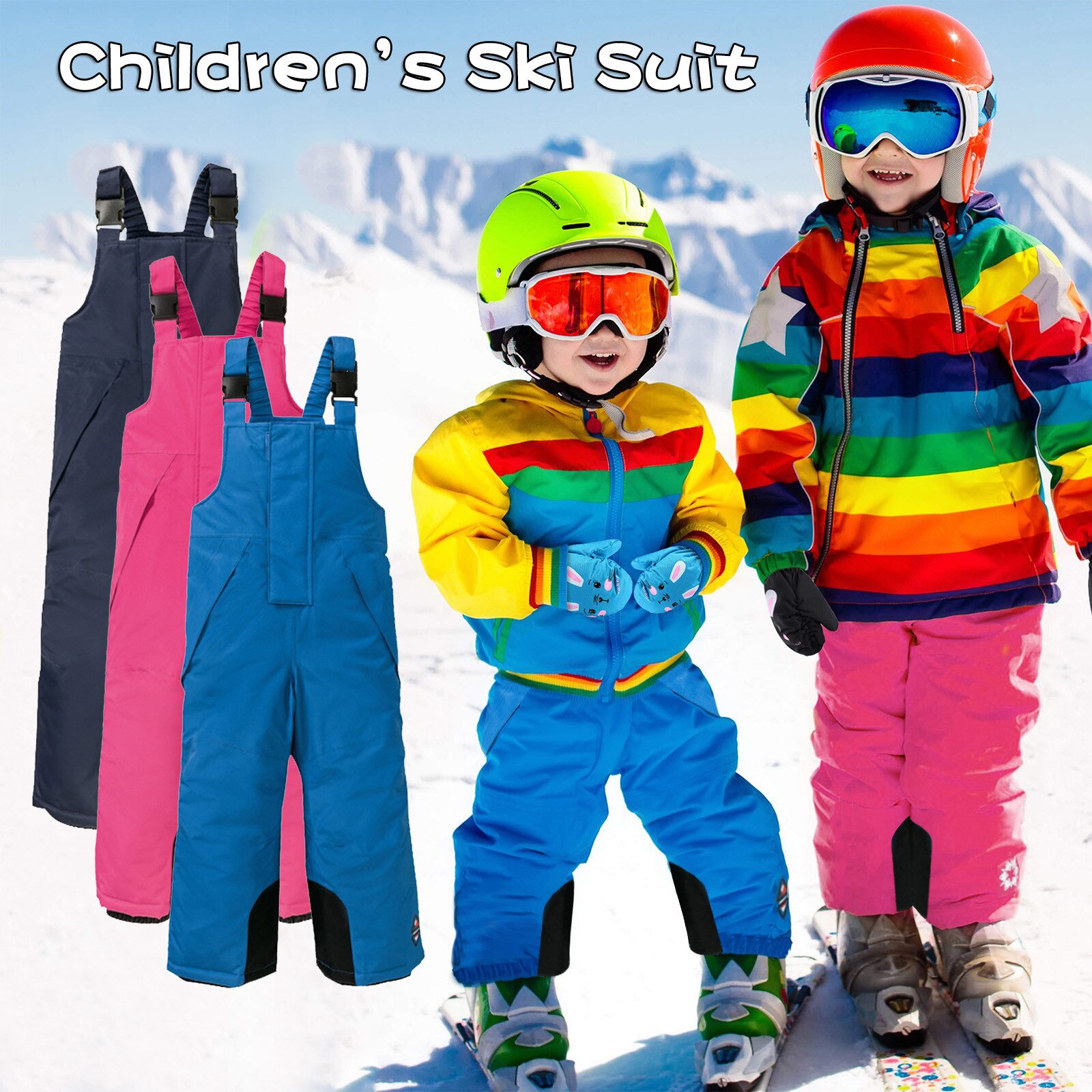 Kids Overalls Baby Jongens Meisjes Outdoor Skipak Pocket Dikker Warm Broek Broek Overall Winddicht Thermische Snowboard Bodysuits